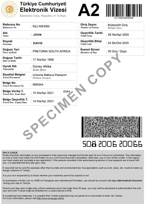Apply for Official Turkey Visa for (ZA) South African Citizens